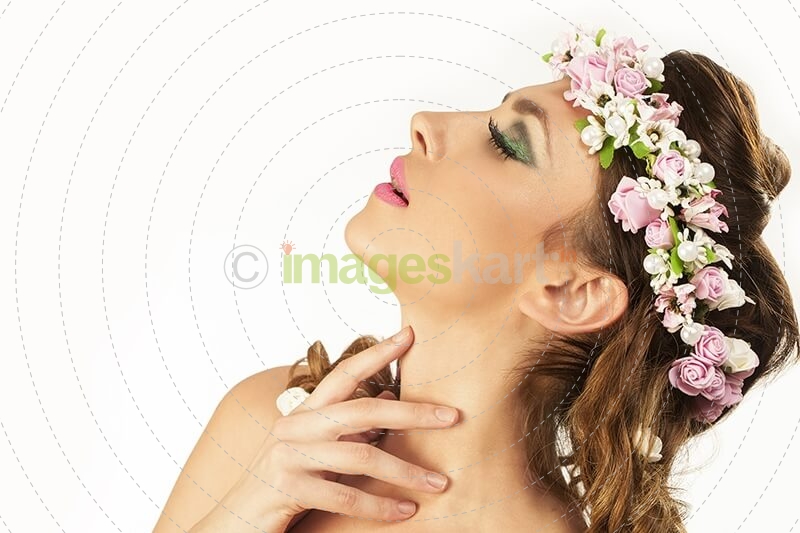 woman in wreath of flowers