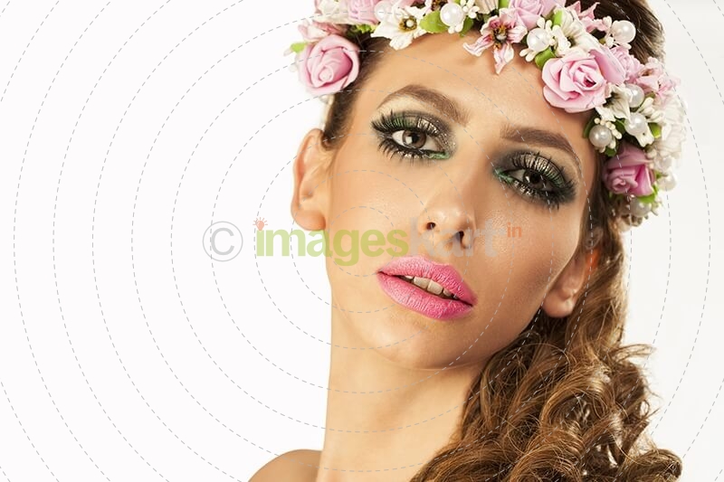 woman in wreath of flowers