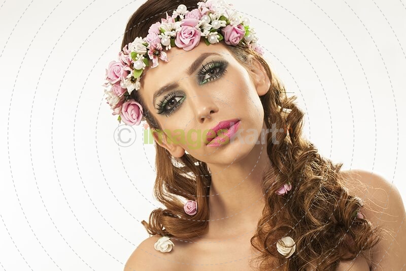 woman in wreath of flowers