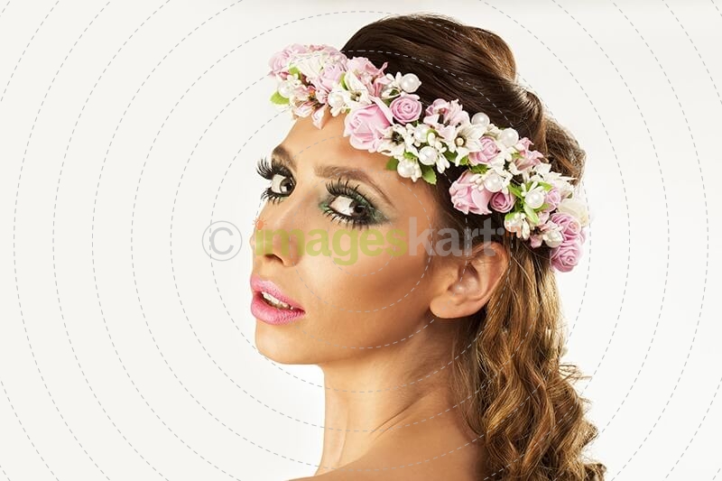 woman in wreath of flowers
