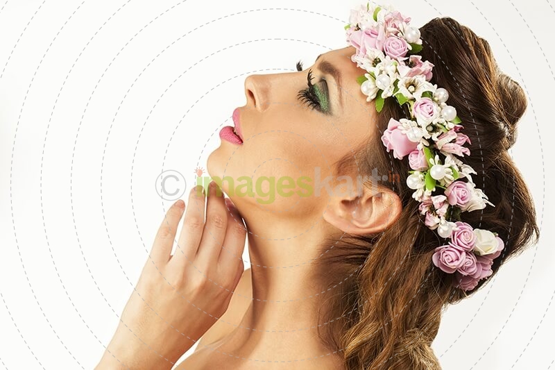 woman in wreath of flowers