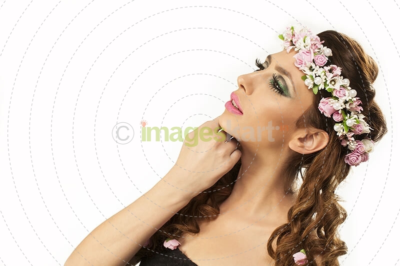 woman in wreath of flowers
