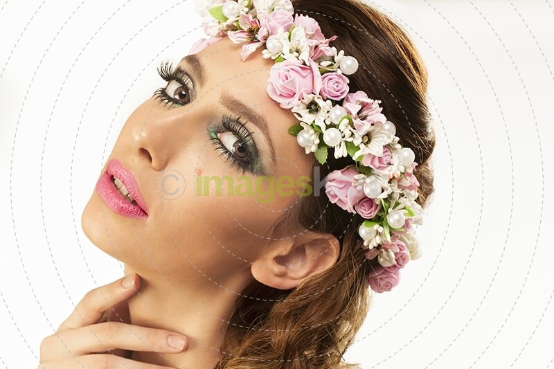 woman in wreath of flowers