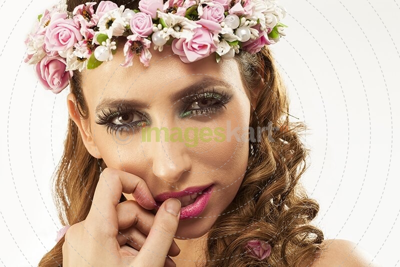 woman in wreath of flowers