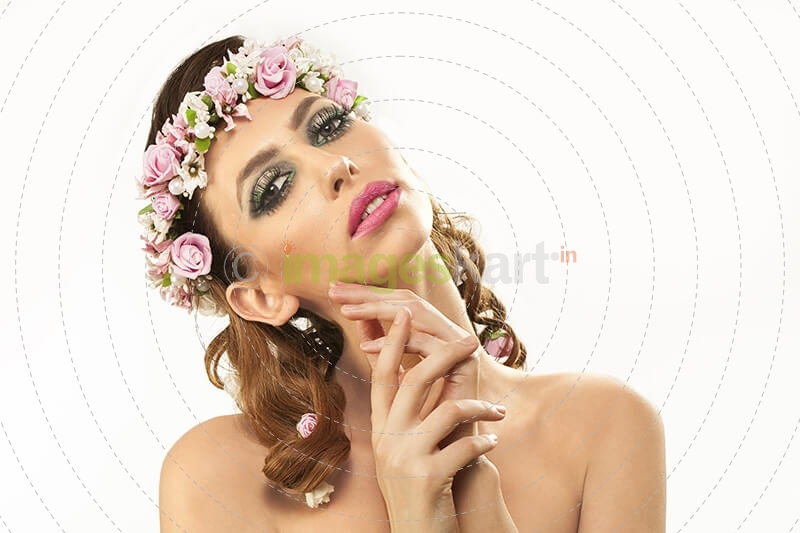 woman in wreath of flowers
