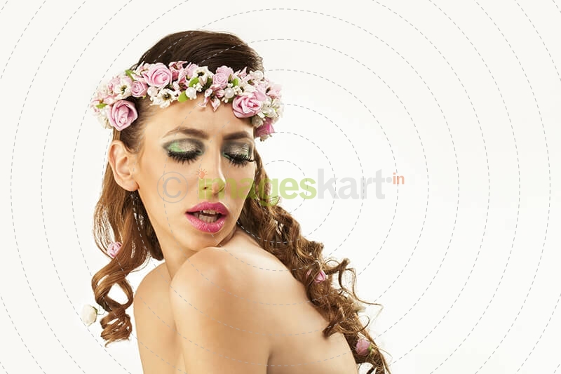 woman in wreath of flowers