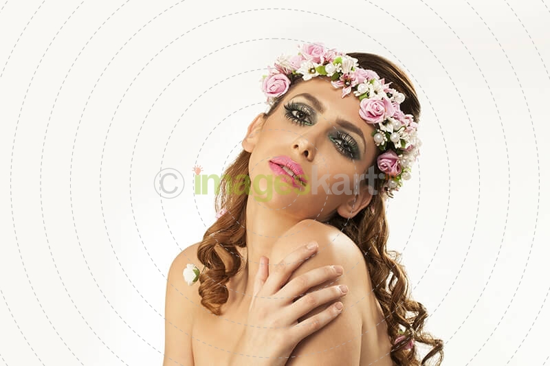 woman in wreath of flowers