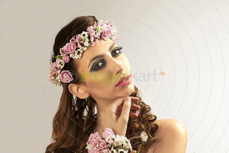 woman in wreath of flowers