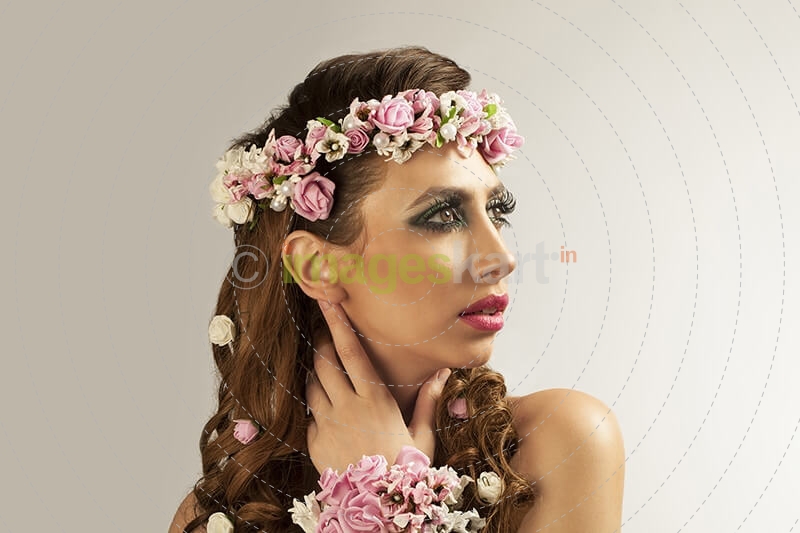 woman in wreath of flowers