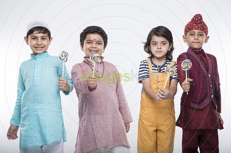 kids with candy