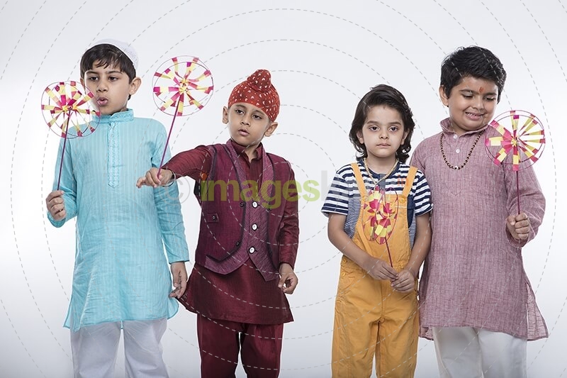 kids with windmill toy