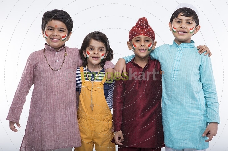 kids from different religions standing together 