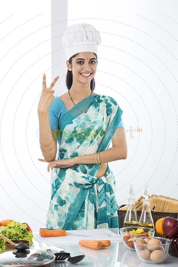 indian housewife gesturing 