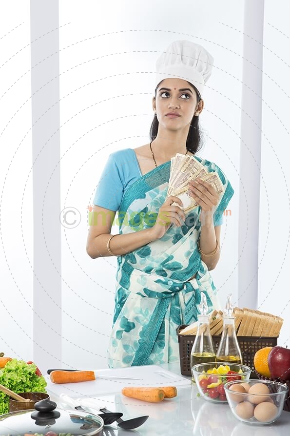 indian housewife with monthly allowance