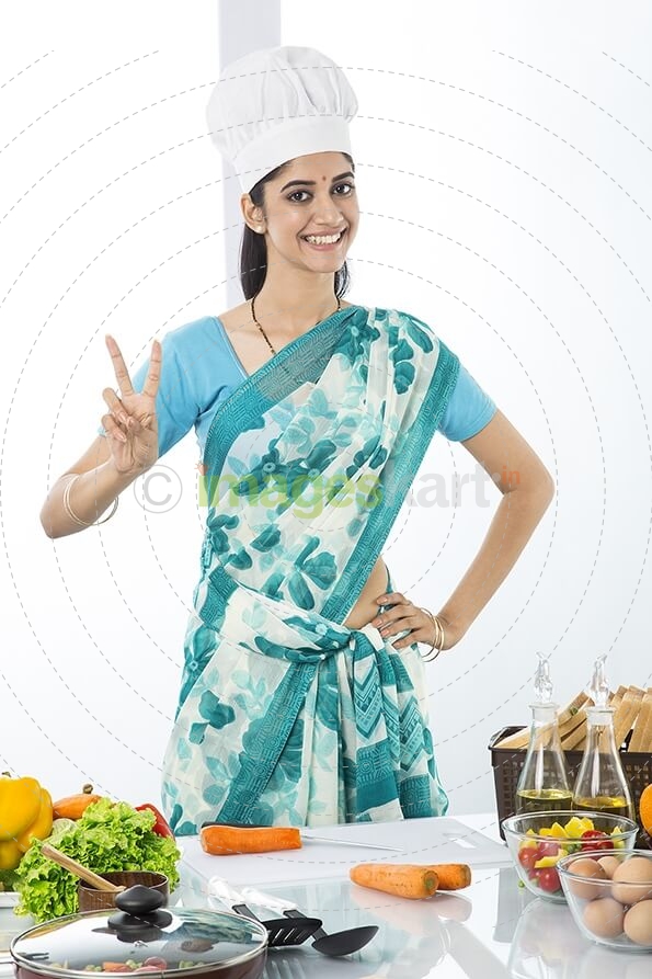 indian housewife gesturing 