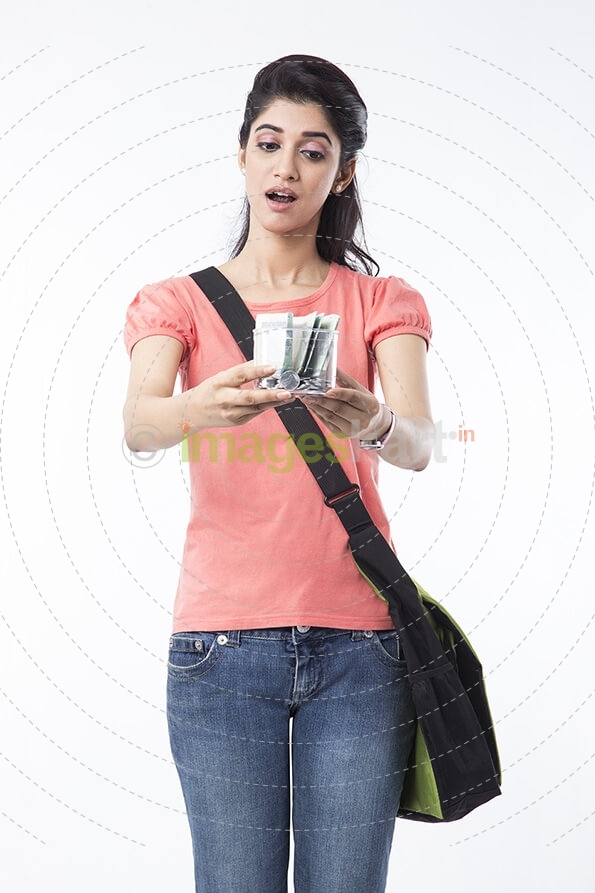 college girl with pocket money savings 