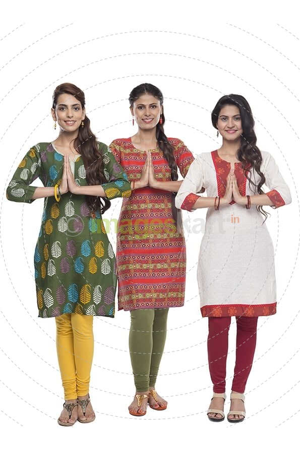 indian three women welcoming