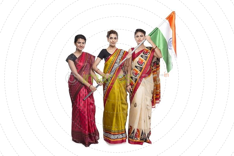 women holding with indian flag