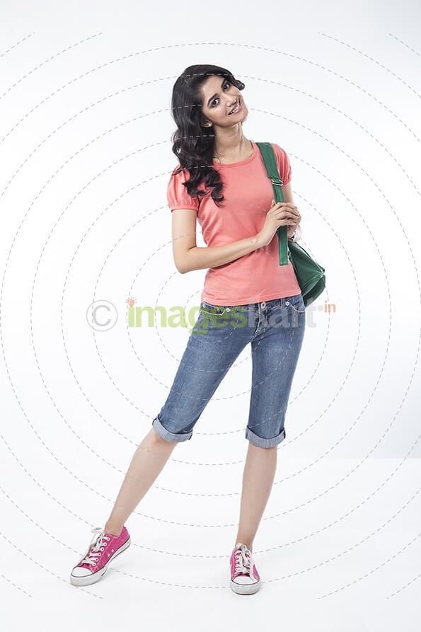 portrait of a young college girl posing 