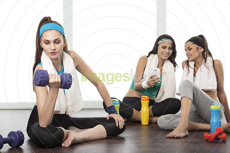 young girls exercising in gym
