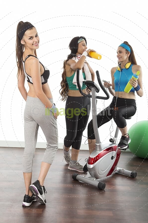 young girls exercising in gym