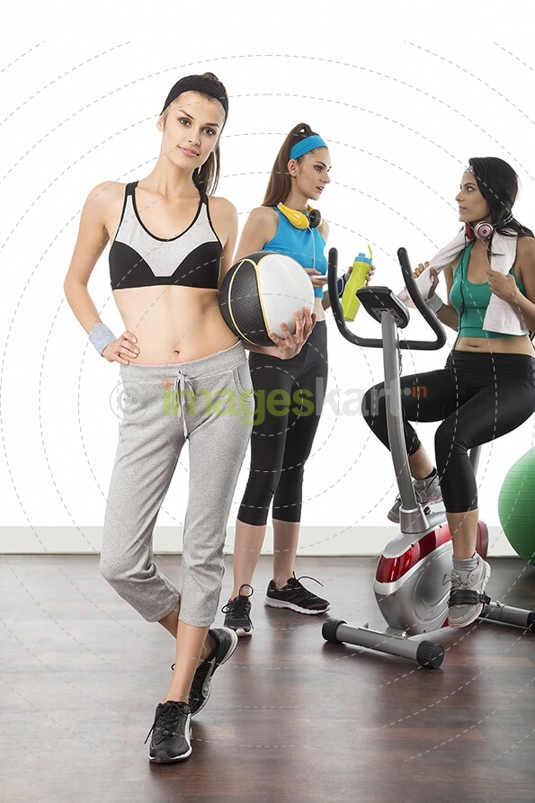 young girls exercising in gym