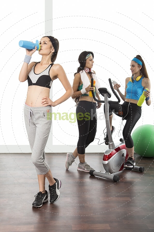 young girls exercising in gym