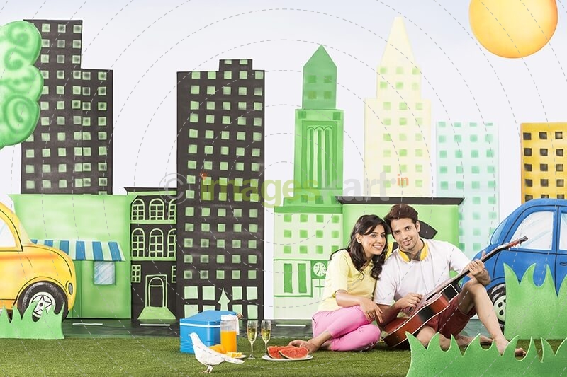 Couple playing guitar
