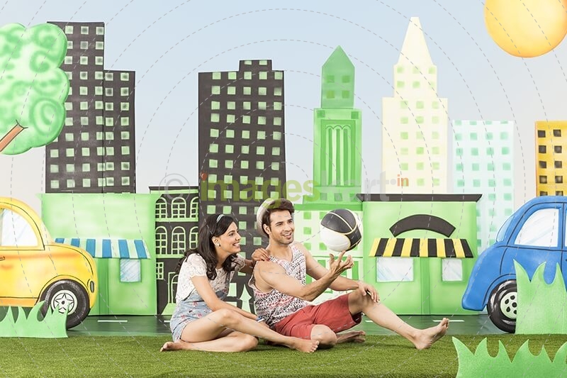 Couple playing with ball