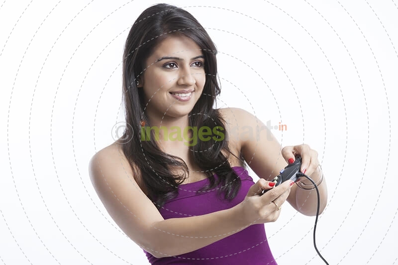 teen girl playing video games