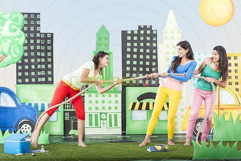 girls playing tug of war