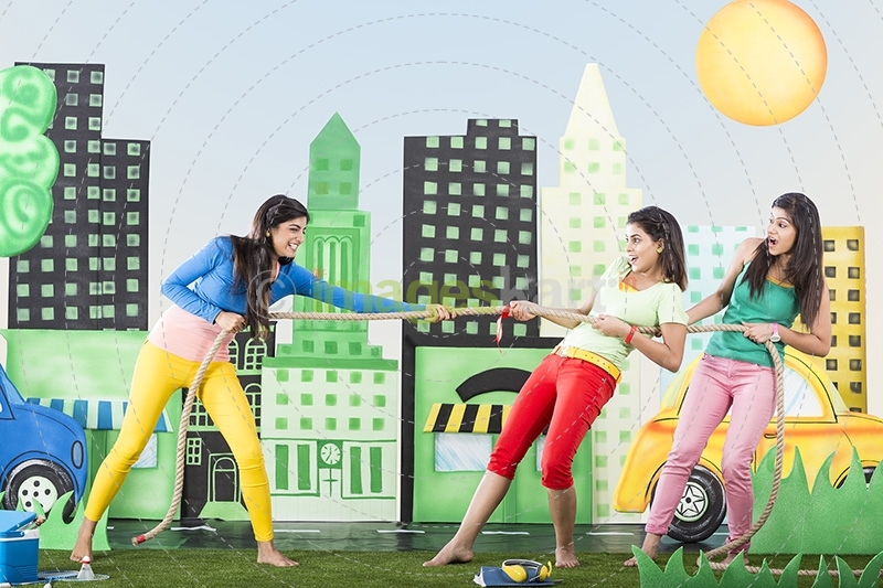 girls playing tug of war