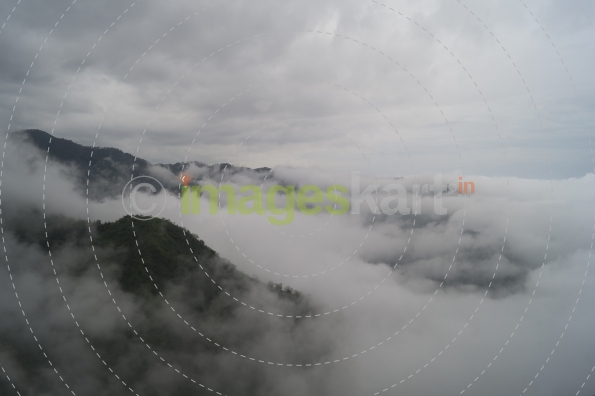 Mountains covered with clouds