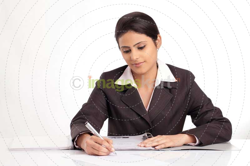 woman working at desk