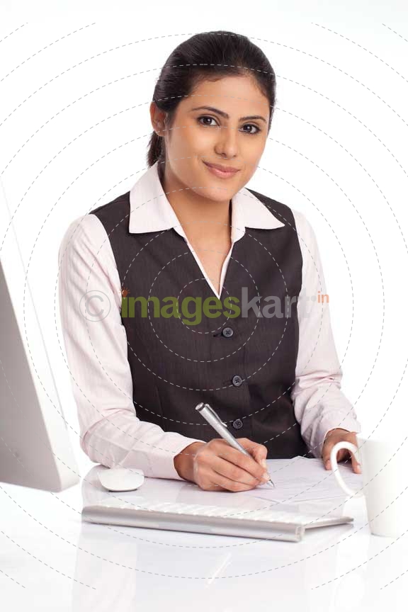 corporate woman isolated on white background