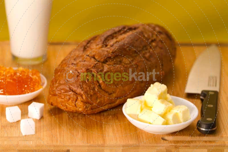 close-up on breakfast food