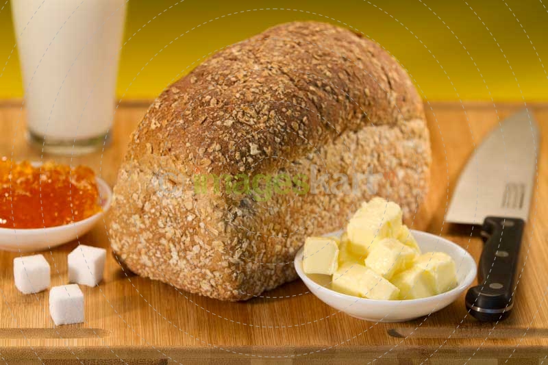 a table of fresh breakfast food items