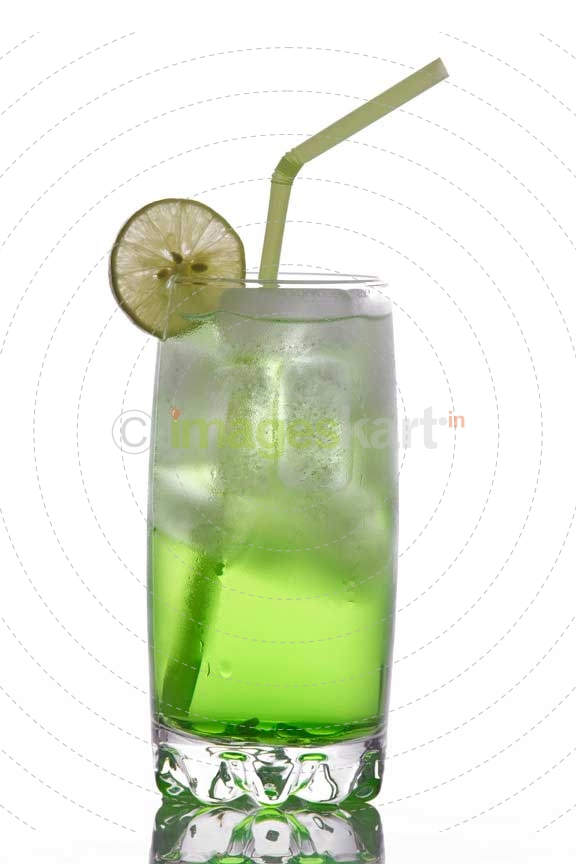 chilled green soda water