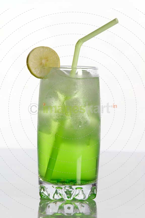 chilled green soda water