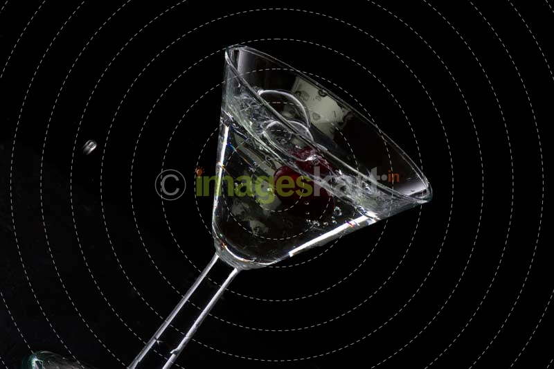 fresh martini cocktail stuffed with cherry
