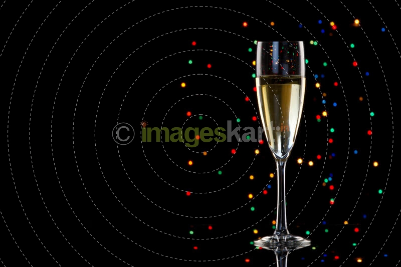 champagne glass with black background