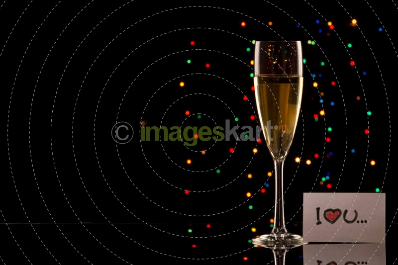 champagne glass and i love you note