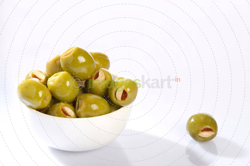 close-up on a bowl of olives