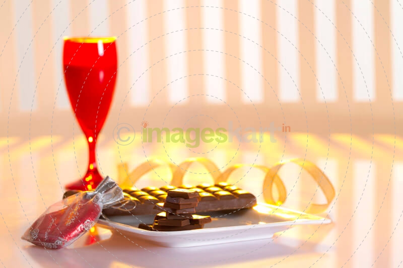 champagne with candy and chocolates