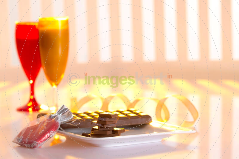 champagne with candy and chocolates