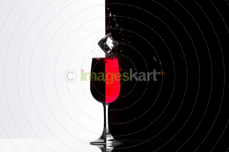 red wine with an ice cube