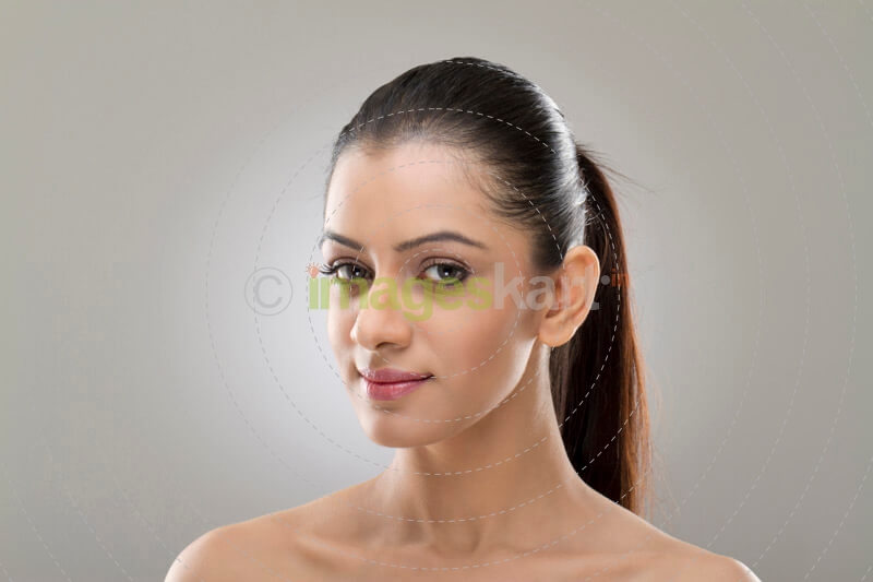 close-up on a girl with clear skin