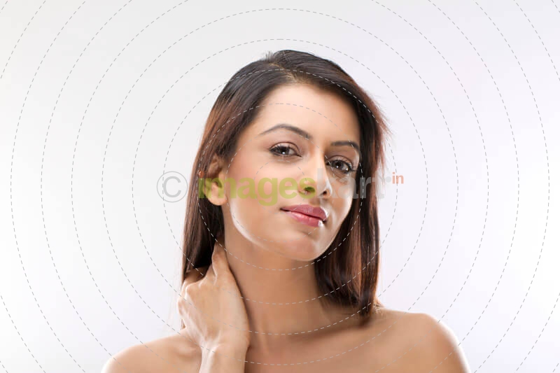 close-up on a girl with clear skin
