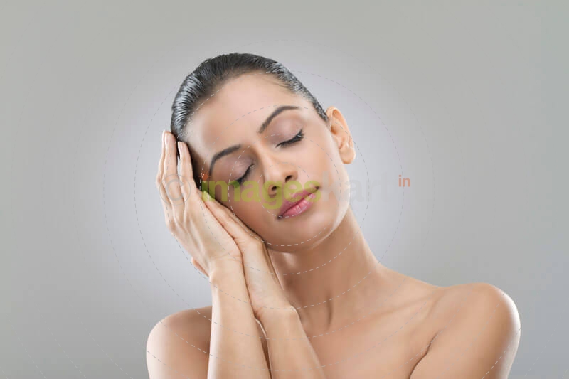 half-length portrait of a pretty girl with clear skin