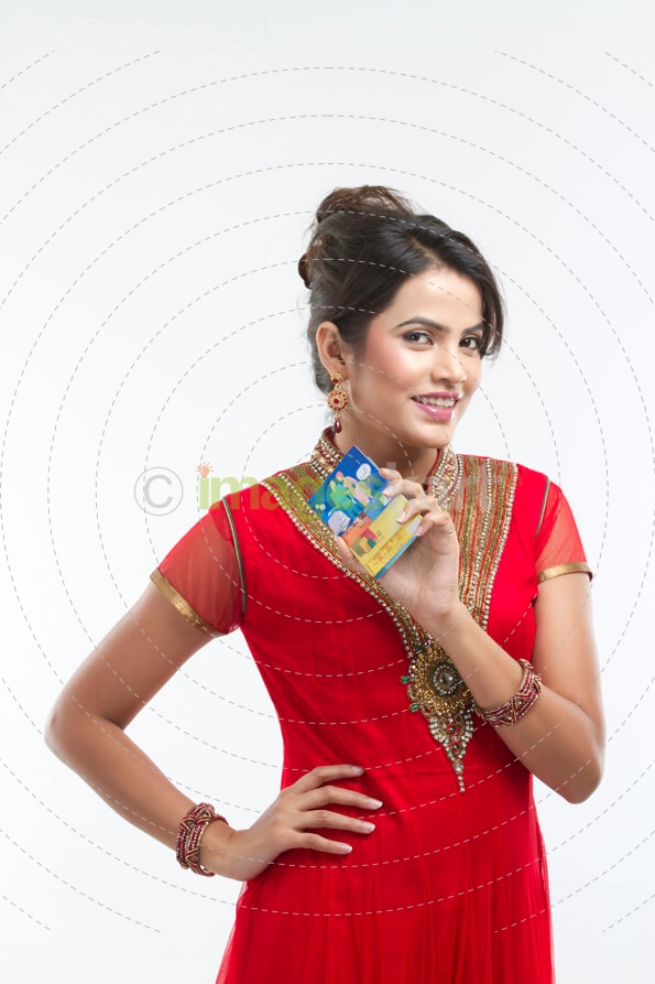 portrait of young woman holding a notepad